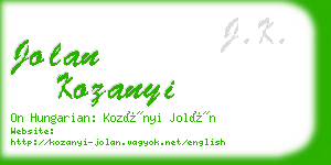 jolan kozanyi business card